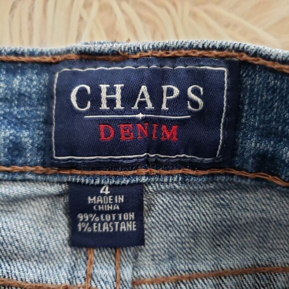 Y2k Vintage CHAPS denim size 4 cropped jean capris - Picture 8 of 12